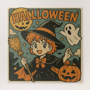 Puzzle Joli dessin animé japonais rétro Halloween