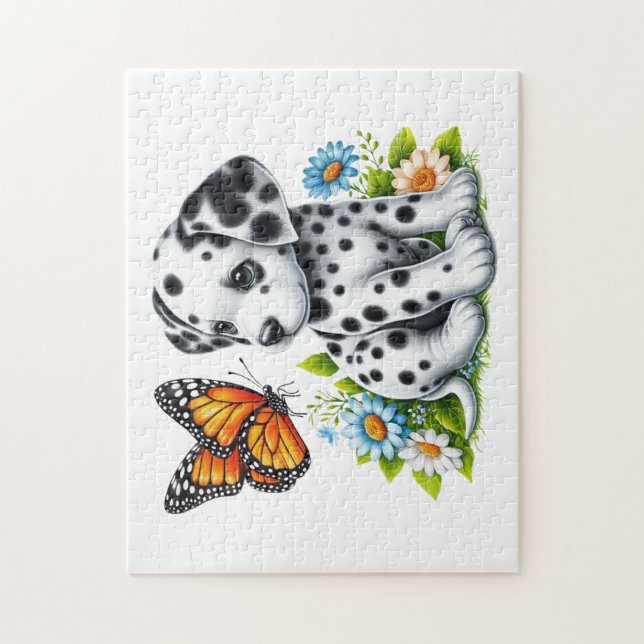 Puzzle Joli(e) ami(e) dalmate/papillon (Vertical)