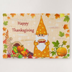 Puzzle Joli gnome de Thanksgiving et corne d'abondance