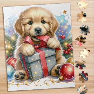 Puzzle Joli Golden Retriever Chien Christmas Chiot