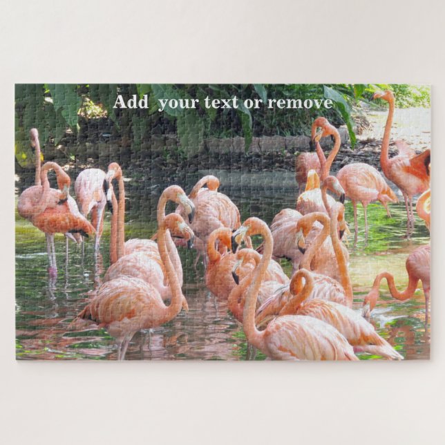 Puzzle Joli groupe de flamants roses dans l'eau, (Horizontal)