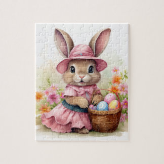 Puzzle Joli lapin de Pâques avec panier de Pâques