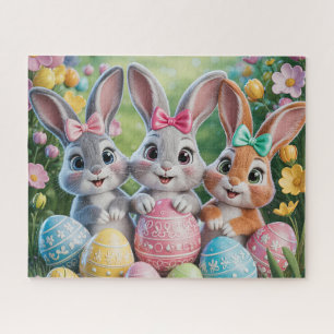 Puzzle Joli lapin de Pâques floral de printemps