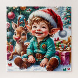 Puzzle Joli Lutin de Noël & Renne