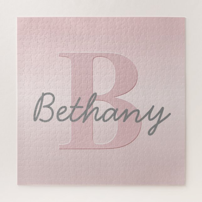 Puzzle Joli Monogramme rose personnalisable et votre nom  (Vertical)