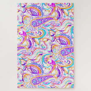 Puzzle Joli motif paisley coloré blanc mignon