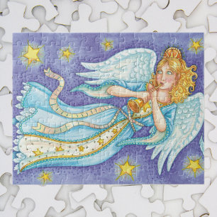 Puzzle Joli Noël, Ange Musicien Jouant de Son Cor