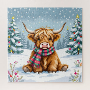 Puzzle Joli Noël de vache Whimsical Highland