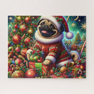 Puzzle Joli Noël Santa Pug Chien
