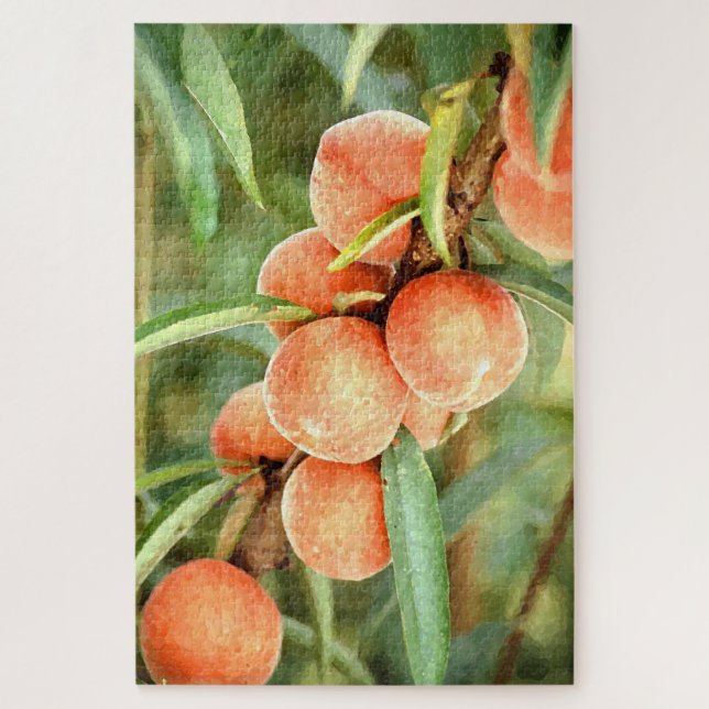 Puzzle Joli Orange Clair Géorgie pêche Aquarelle Art (Vertical)