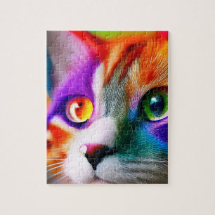 Puzzle Joli Petit Chat Coloré Couleurs arc-en-ciel, Chat
