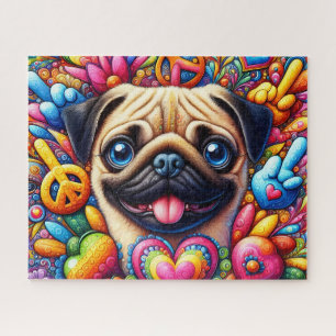 Puzzle Joli Pug Hippie