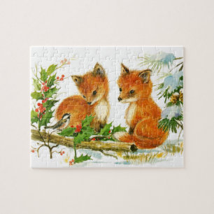 Puzzle Joli renard de Noël Vintage