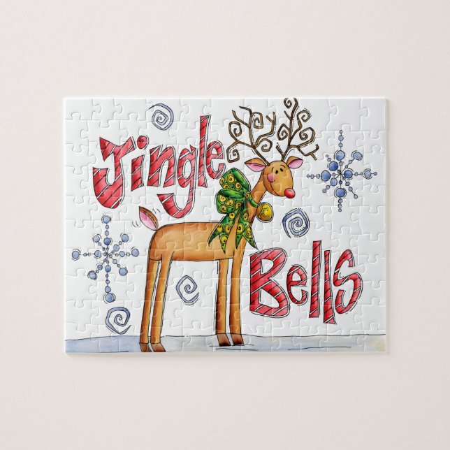 Puzzle Joli renne de Noël, Jingle Bells Snowflakes (Horizontal)