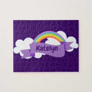 Puzzle Joli violet arc-en-ciel Monogramme Girl