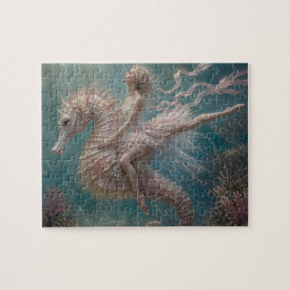 Puzzle Jolie ballerine sur son hippocampe rose