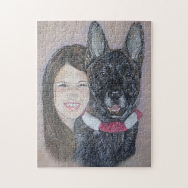 Puzzle Jolie brosse noire akita bouddin son meilleur ami (Vertical)