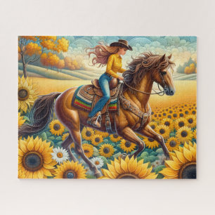 Puzzle Jolie Cowgirl Cheval Soleil