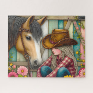 Puzzle Jolie Cowgirl Fleurs de Cheval