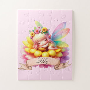 Puzzle Jolie Fée Endormie Rêves Douce Florale Fantaisiste