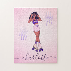 Puzzle Jolie fille Rollerblading Patineur rose pourpre No