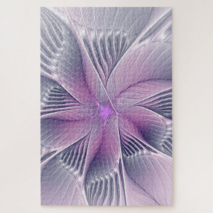 Puzzle Jolie fleur rose moderne art fractal abstrait