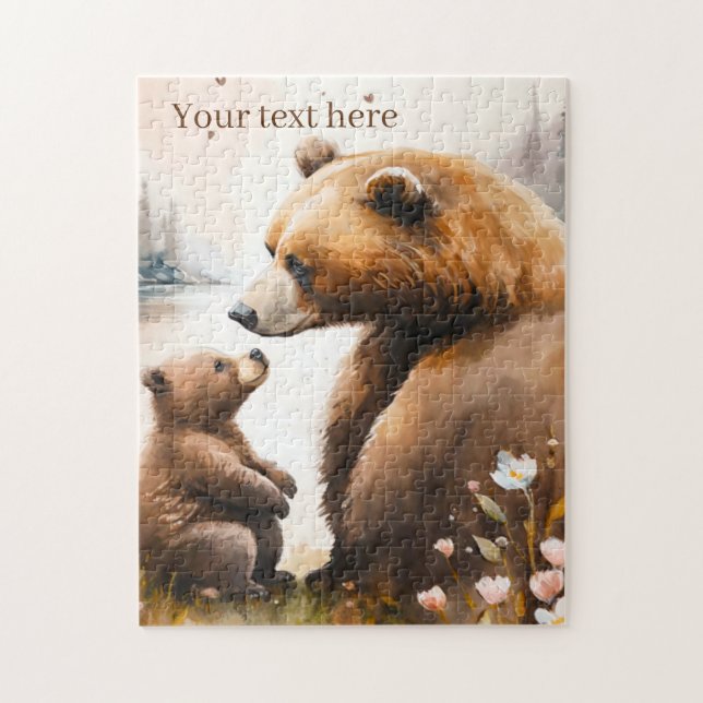 Puzzle Jolie maman & bébé ours ajouter du texte (Vertical)