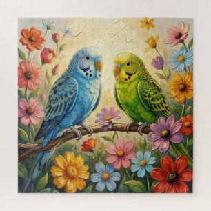 Puzzle Jolis perroquets bleus et verts 