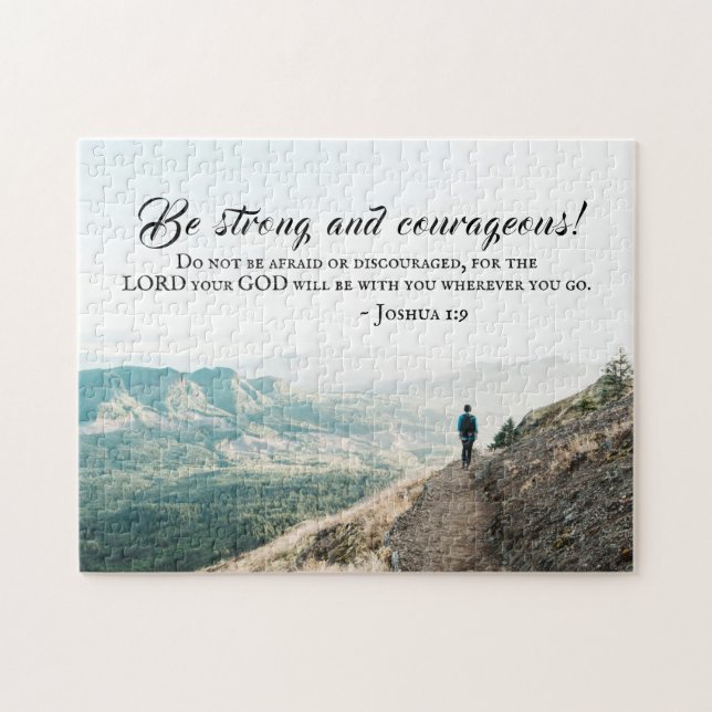 Puzzle Joshua 1:9 Be Strong and Courageous, Bible Versets (Horizontal)