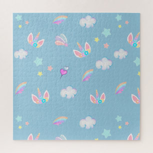 Puzzle Jote Unicorne face arc-en-ciel dégradé fête d'anni