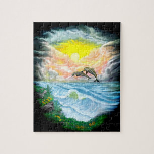 Puzzle Jouer aux dauphins sous le soleil