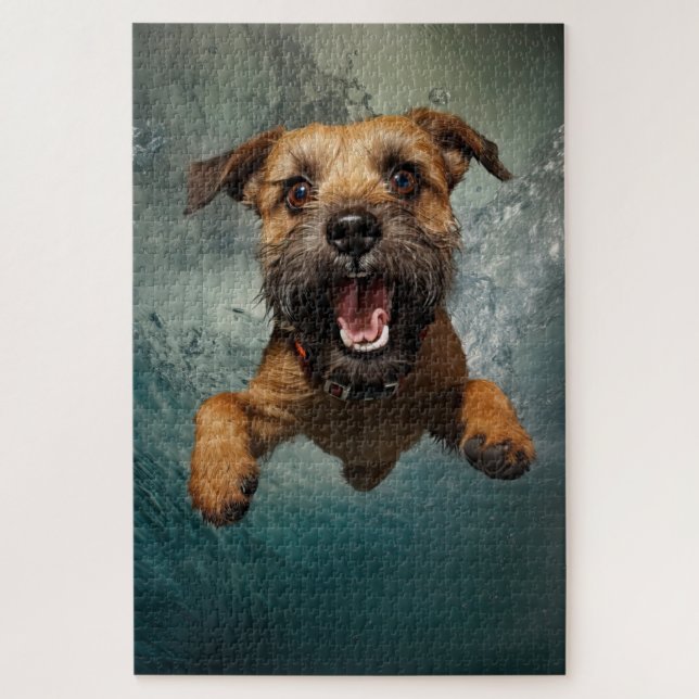 Puzzle Jouer Chien nager Design sous-marin (Vertical)