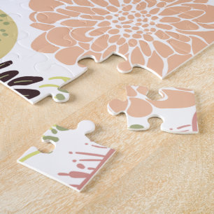 Puzzle Jouer Peach Green Flowers Motifs Feuilles