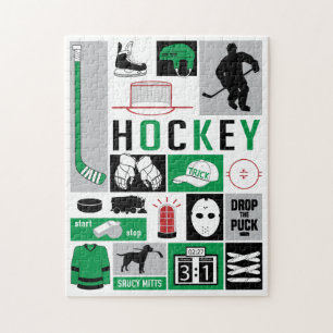 Puzzle Joueur à bascule pour éléments de hockey vert