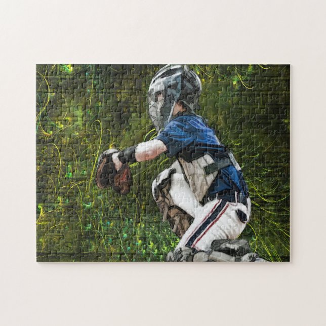 Puzzle Joueur de baseball attrapant une boule (Horizontal)