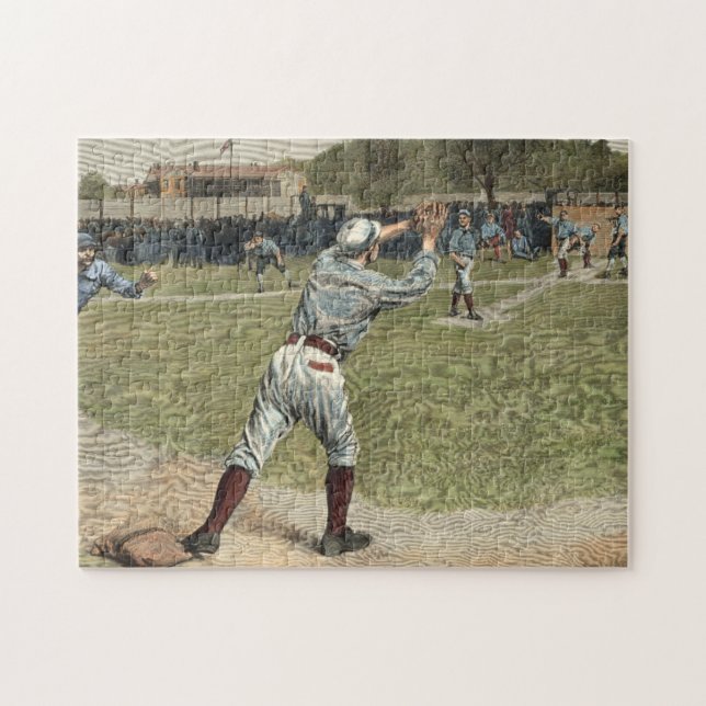 Puzzle Joueur de baseball lancé à la deuxième base (Horizontal)