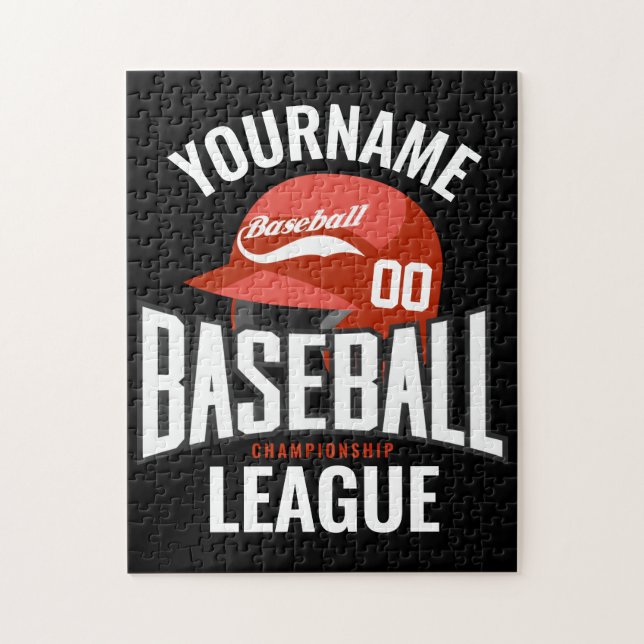 Puzzle Joueur de baseball personnalisé NOM Équipe Champ C (Vertical)