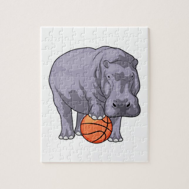 Puzzle Joueur de basket-ball hippo (Vertical)