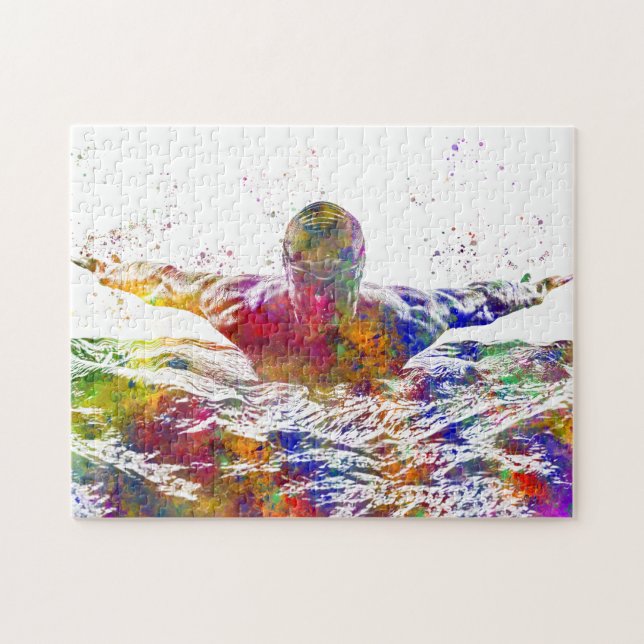 Puzzle Joueur de football en aquarelle (Horizontal)