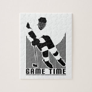 Puzzle Joueur de hockey temps de jeu noir blanc sports