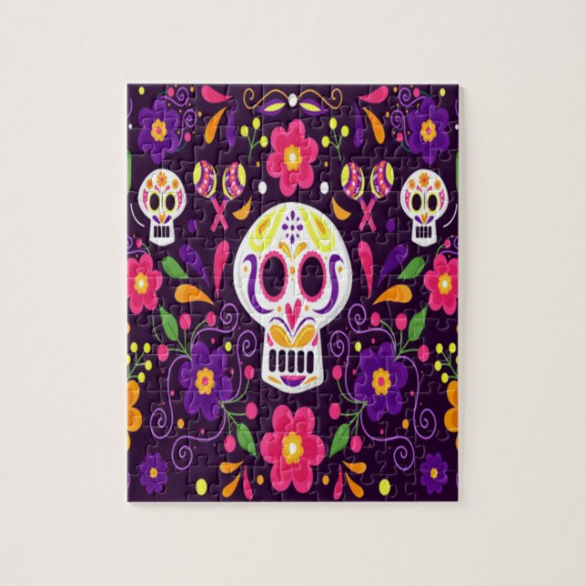 Puzzle Jour Floral Rose Violet Des Morts (Vertical)