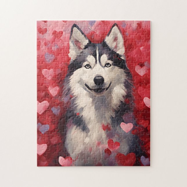 Puzzle Jour Husky Valentines (Vertical)