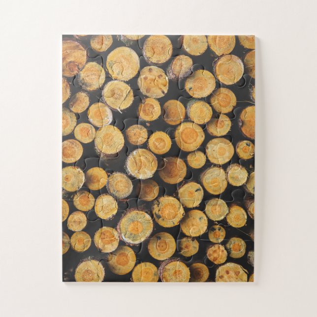 Puzzle Journaux d'arbre en bois coupé empilé (Vertical)