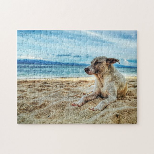 Puzzle Journée de farniente de chien à la plage, Ocean Sa (Horizontal)