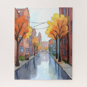 Puzzle Journée pluvieuse à Boston   Aquarelle MA Art de v