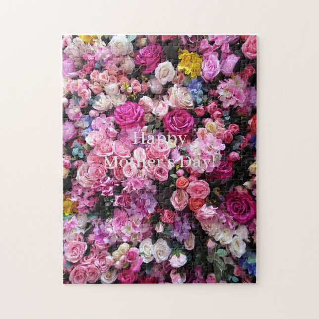 Puzzle Joyeuse fête des mères ou votre texte Roses roses  (Vertical)