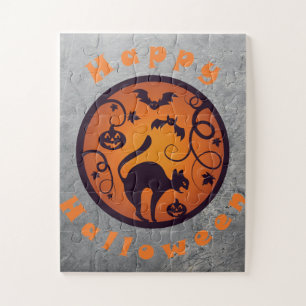 Puzzle Joyeuse lanterne d'Halloween araignées et chauves-