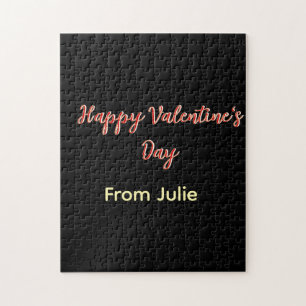 Puzzle Joyeuse Saint-Valentin rouge noir de nom stylé 