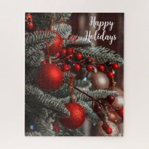 Puzzle Joyeuses fêtes Ornements de Noël accrochés à l'arb