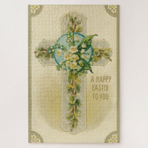 Puzzle Joyeuses Pâques à Vous - Carte Postale Antique, 